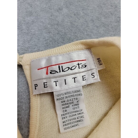Vintage Talbots Pullover Sweater Womens Petite M Cream Beige Knit Wool Soft EUC - Picture 2 of 12